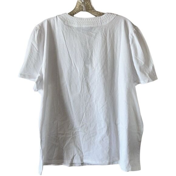 NEW Rafaella White Short Sleeve V Neck Top - Picture 5 of 7